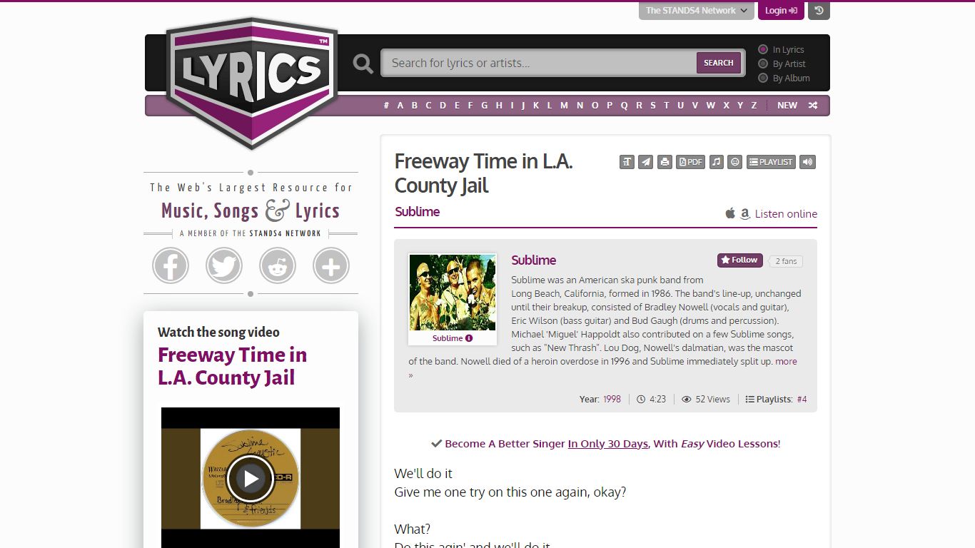Sublime - Freeway Time in L.A. County Jail Lyrics | Lyrics.com