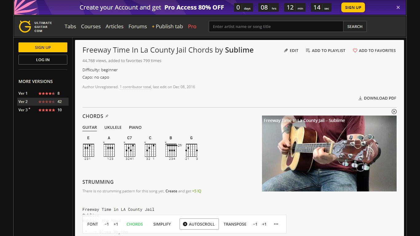 Freeway Time In La County Jail Chords - ULTIMATE GUITAR